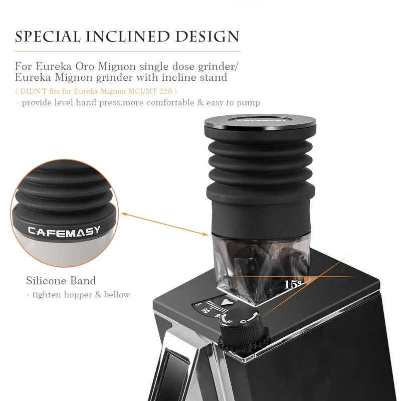 CAFEMASY Coffee Beans Grinder Single Dose Hopper Bellows For Eureka Oro Mignon Coffee Grinder Bean Bin Blowing Cleaning Tools