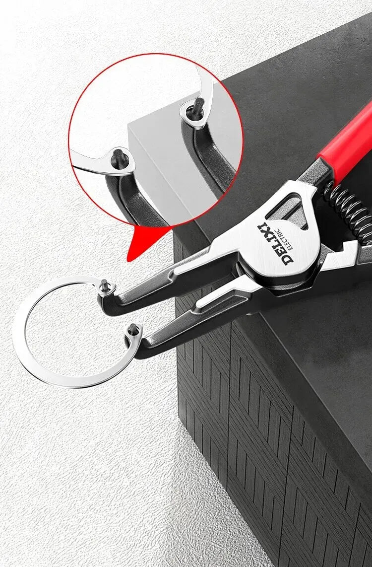 DELIXI ELECTRIC 5-In Circlip Pliers,Needle nose Pliers，Retaining Ring Pliers，for Removing Installing Puller Locking Rings Shafts