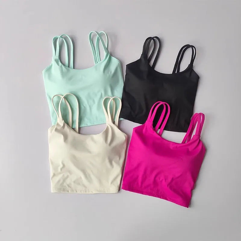 Women's Sports Bras Fitness Top, Sexy Lingerie, Push Up Fixed Pad, Yoga Bra, Back knotted Underwear, Running Vest, Gym Tops