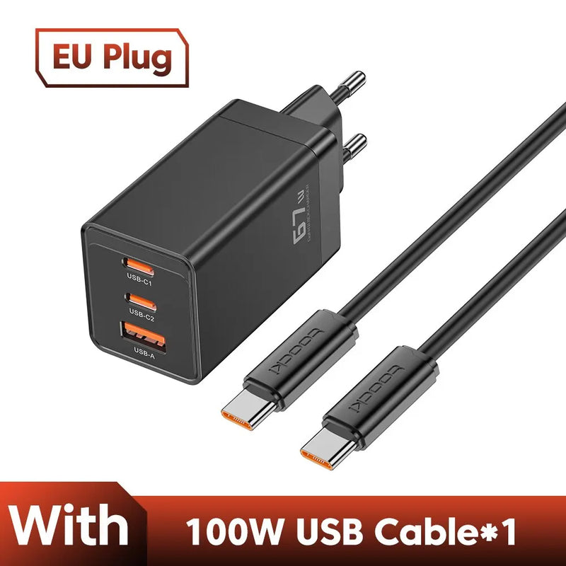 Toocki 67W GaN USB C Charger 65W Quick Charge QC 4.0 PD 3.0 45W Type C Fast USB Charger For iPhone 16 15 14  Pro Samsung MacBook