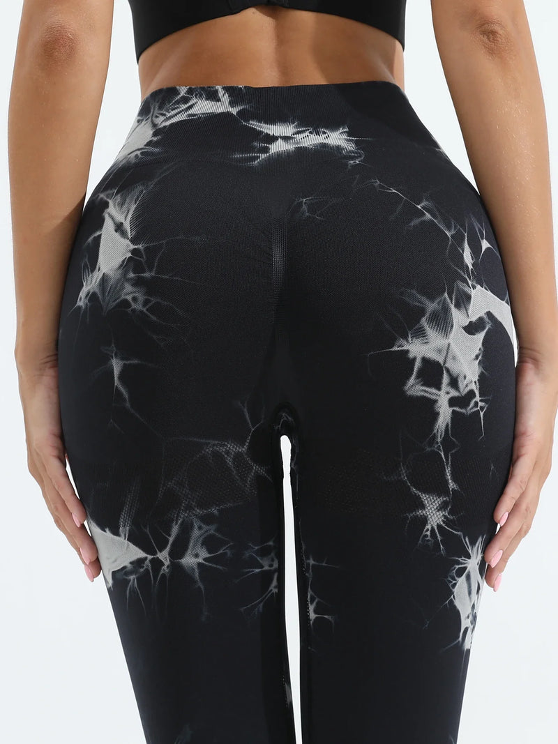 Women's Tie Dye Seamless Yoga Leggings High Waist Scrunch Butt Lifting Tights Soft&Stretchy Workout Skinny Pants