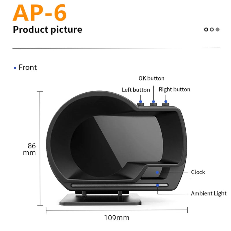 Car Head up Display, OBDⅡ+GPS Smart Gauge High Definition Speedometer Car Diagnostic Tool OBD Fault Code Elimination