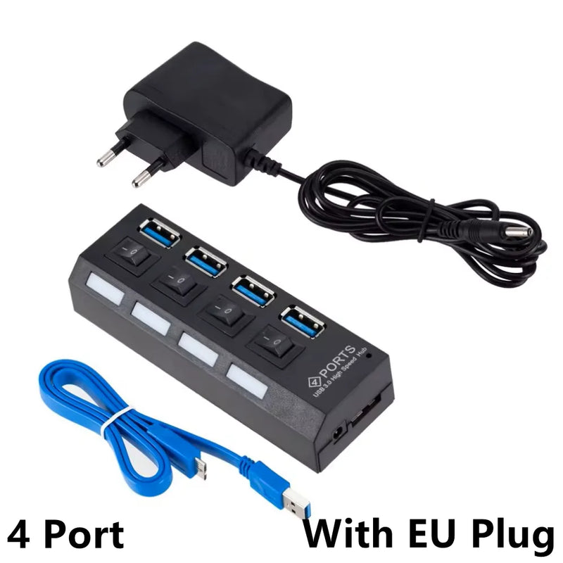 USB 3.0 Hub USB HUB Splitter Multi USB 3.0 Hub Multiple 4/7 Port Hub Splitter With Power Adapter Computer Accessories Hub For PC