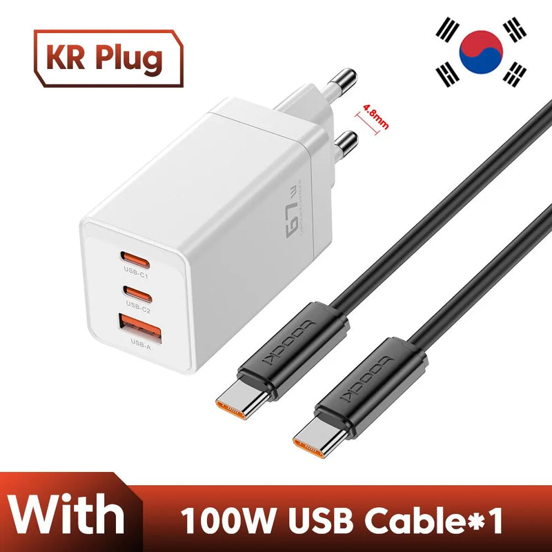 Toocki 67W GaN USB C Charger 65W Quick Charge QC 4.0 PD 3.0 45W Type C Fast USB Charger For iPhone 16 15 14  Pro Samsung MacBook