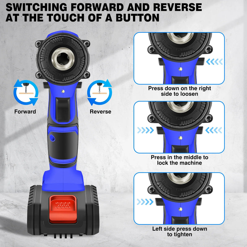 21V Cordless Power Drill,Handheld Screwdriver Drill Set with 25+1 Torque Setting,1.5AH Li-ion Battery&Fast Charger,2-Gear Drill
