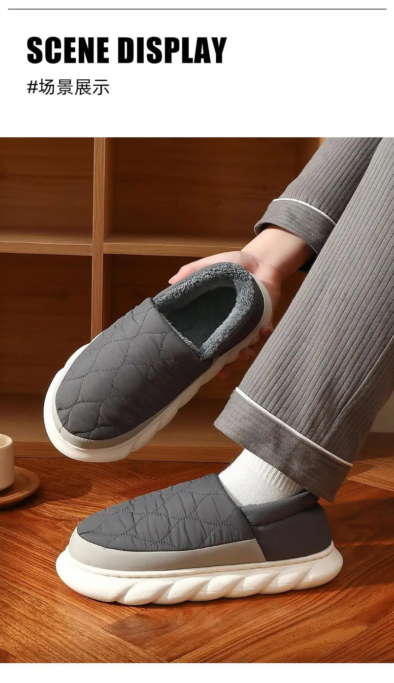 Bebealy Men Shoes Fur Women Slippers Winter House Shoes For Women Indoor Plush Warm Women Shoes 2024 Casual Home Shoes For Men