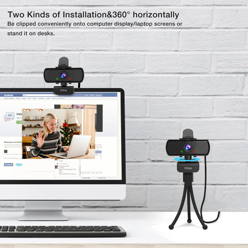 FIFINE 1440p Full HD PC Webcam with Microphone, tripod, for USB Desktop & Laptop,Live Streaming Webcam for Video Calling-K420