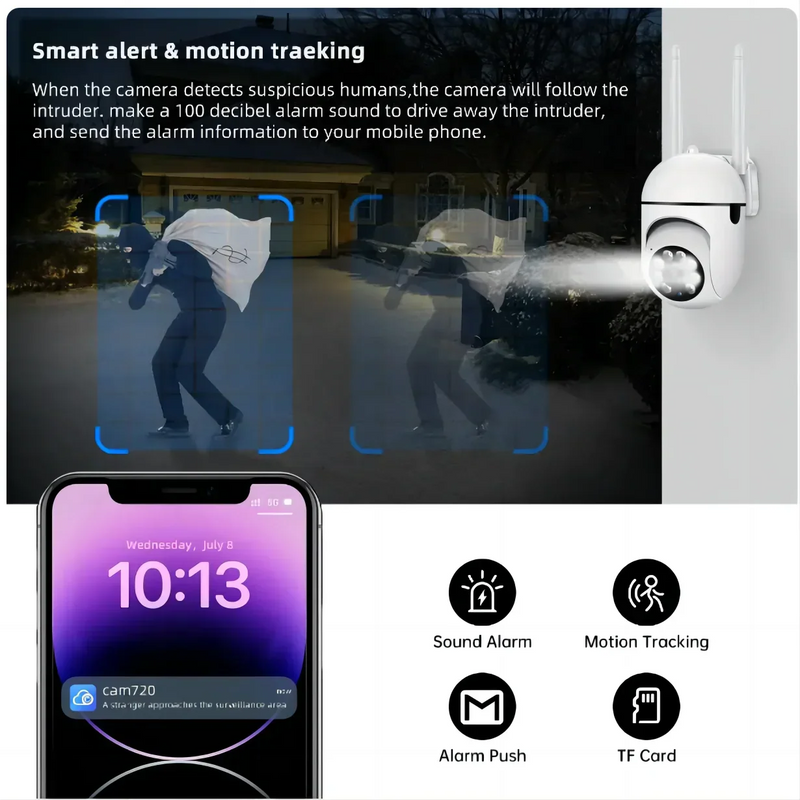 JOOAN 3MP WiFi Camera Home PTZ IP Camera Color Night Audio Wireless Surveillance Camera Auto Tracking Security CCTV Camera