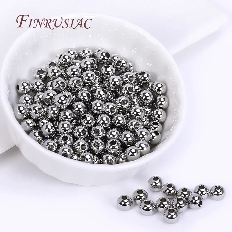 18K Gold Plated Separators For Bead,Spacers Beads For Jewelry Making,Brass Metal Round Beads,DIY Bracelets/Necklace Accessories