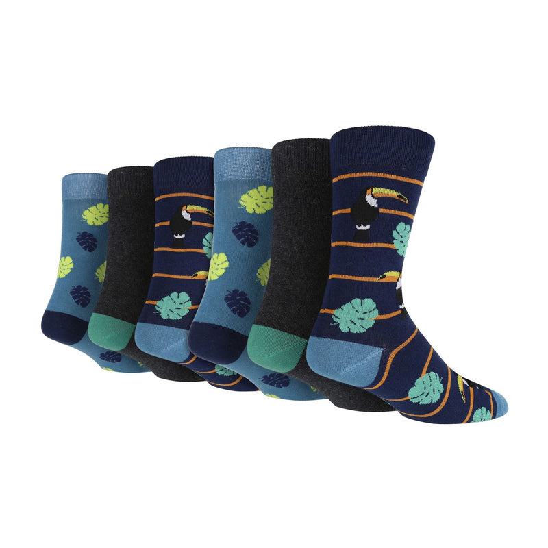 6 Pack Mens Novelty Jacquard Patterned Cotton Dress Socks