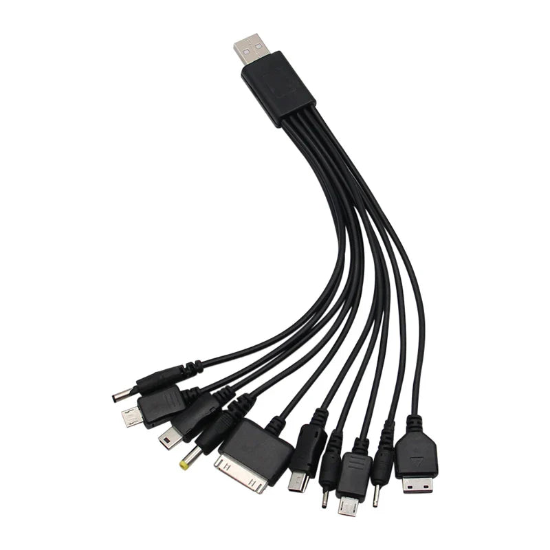 10In1 USB to Multi-ports USB Cable Universal Phone Charging Cable Multi-head Charging Cable Cord For Samsung Nokia Phone Charger