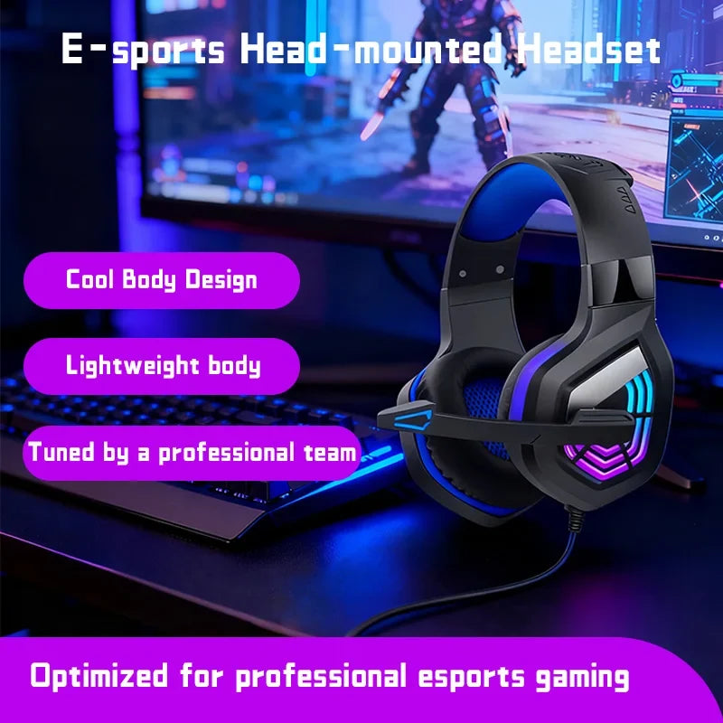 G7 LED Light Gaming Headset USB Stereo Surround Wired Headphone with Noise Reduction Mic Earphones for Computer PC Gamer