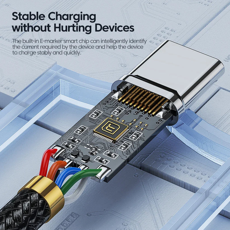 Toocki 60W/100W Type C to USB C Cable PD 3.0 Quick Charge Fast Charging Type C to Type C For Huawei Xiaomi Samsung Laptop