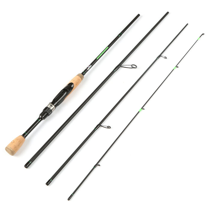 Portable Travel Spinning Fishing Rod Lightweight Carbon Fiber 4 Pieces Fishing Pole