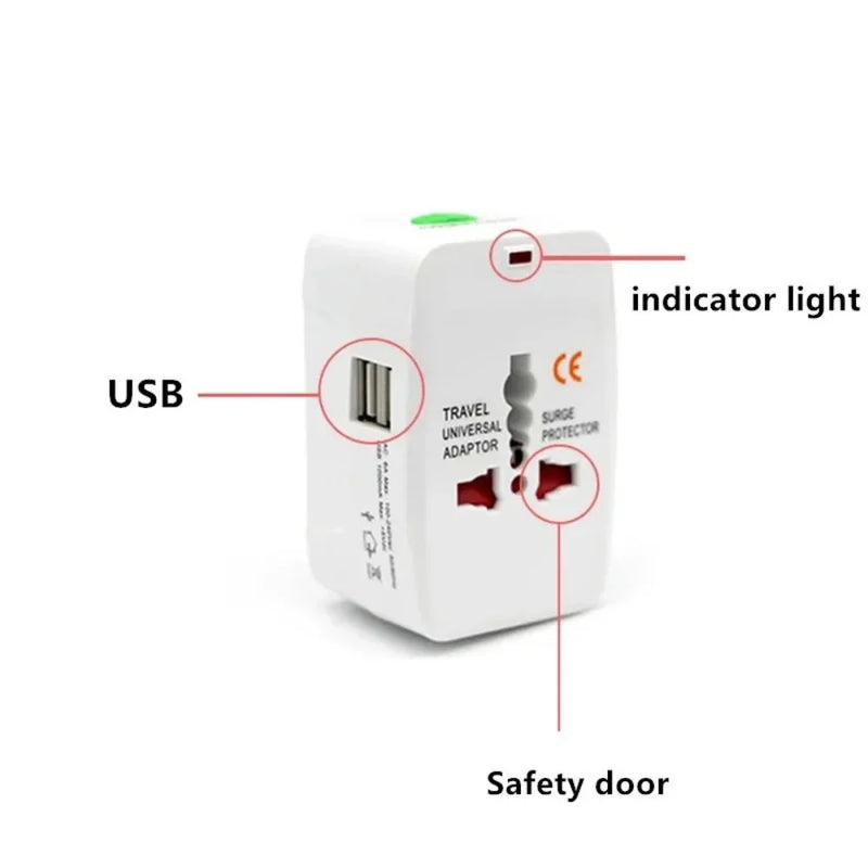 Protable AU US UK EU Converter All in One International Plug Adapter 2 USB Type C Ports World Travel AC Power Charger Adapter