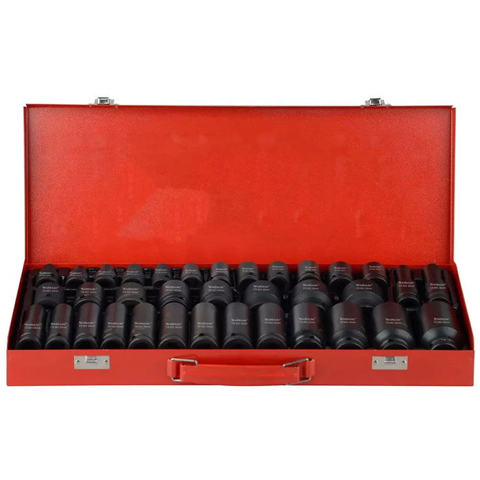 Professional 35Pcs Deep Impact Socket Set 1/2" Drive 6 Point Air Sockets Spindle Axle Nut Garage Workshop Car Truck Repair Tools