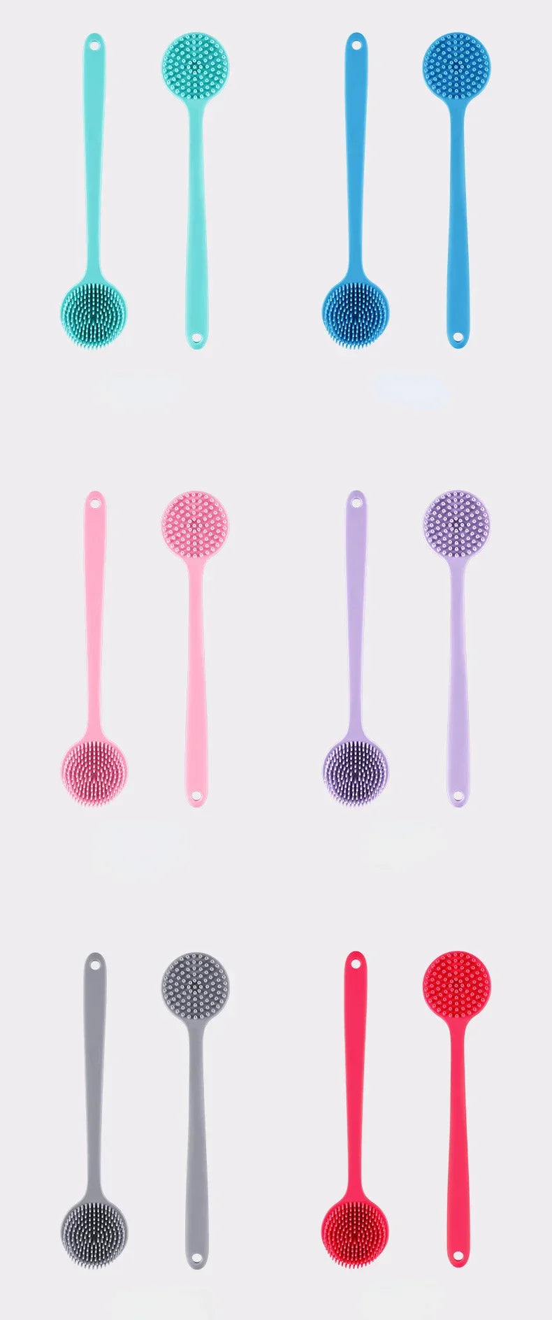 Double-Sided Silicone Back Scrubber Long Handle Long Handle Body Bath Brush Mud Back Scrubber Shower Massage Exfoliation Brush