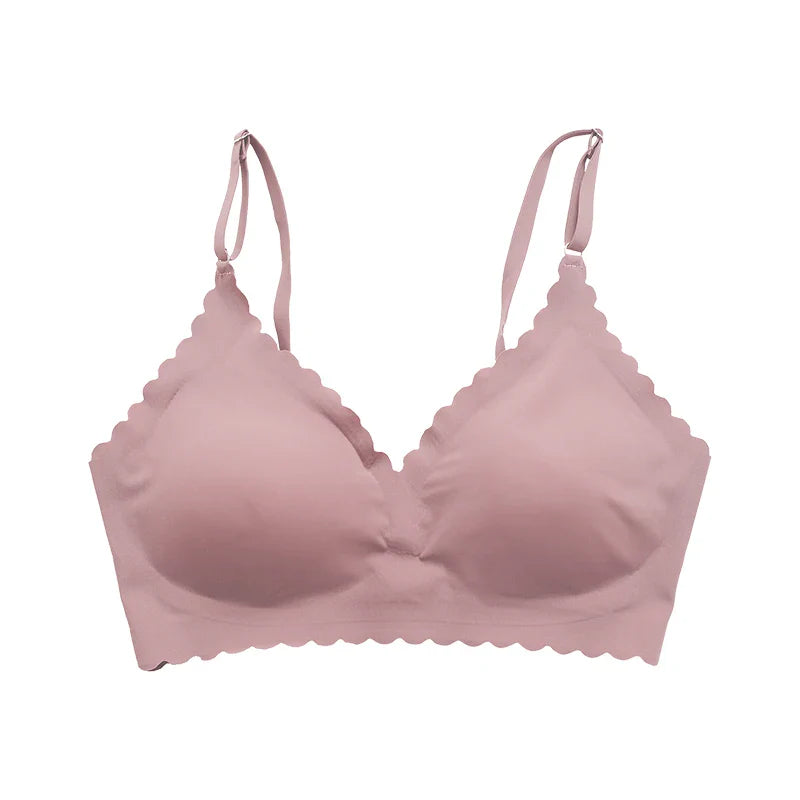 Hot Sale 9 Colors Comfy Bra WireFree Padded Wavy Edge Korea Laser Cutting Invisible Yoga Wear Ladies Bra Seamless Women Bra