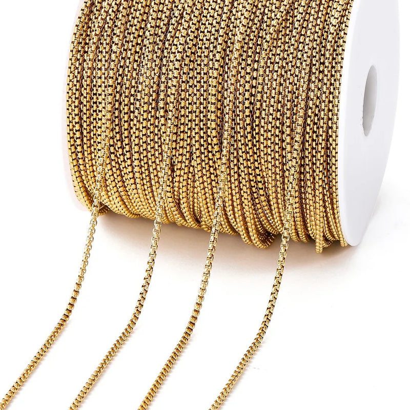 No Fade 2Meters Stainless Steel Chains Gold Color Lips Beads Beaded Chain for Jewelry Making DIY Necklace Bracelet Accessories
