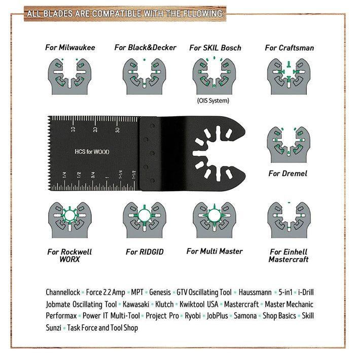 Multitool Blades High Carbon Steel Mix Oscillating Saw Blades Quick Release Oscillating Tool for Wood Plastic Metal Cutting