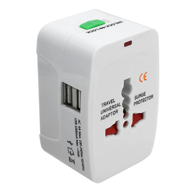 Protable AU US UK EU Converter All in One International Plug Adapter 2 USB Type C Ports World Travel AC Power Charger Adapter