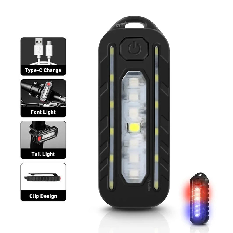 Keychain Flashlight for Police USB Recharge LED Flashlight Shoulder Clip Lights Warning Flashing Light Outdoor Work Light Lamp