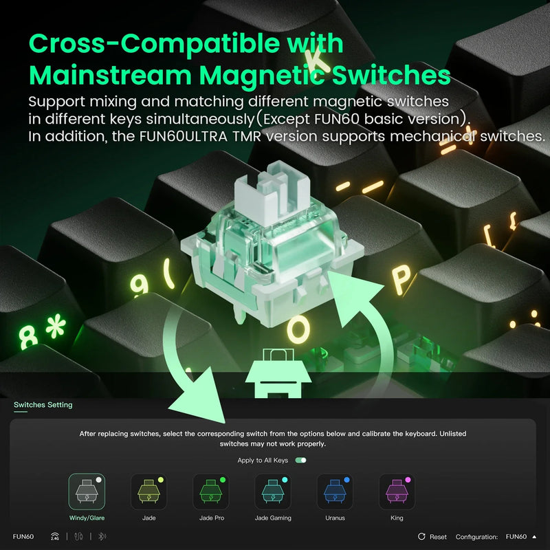 Mechanical Keyboard Magnetic Switch 60% Gaming Keyboards Rapid Trigger 0.01mm 8K ARGB HE/TMR Custom Keyboard