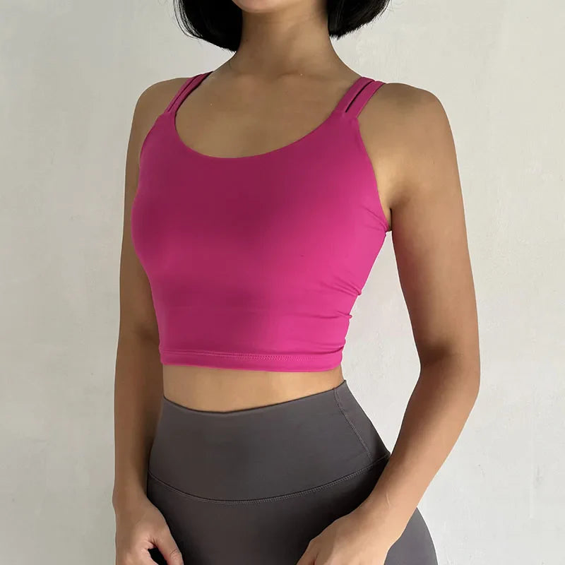 Women's Sports Bras Fitness Top, Sexy Lingerie, Push Up Fixed Pad, Yoga Bra, Back knotted Underwear, Running Vest, Gym Tops