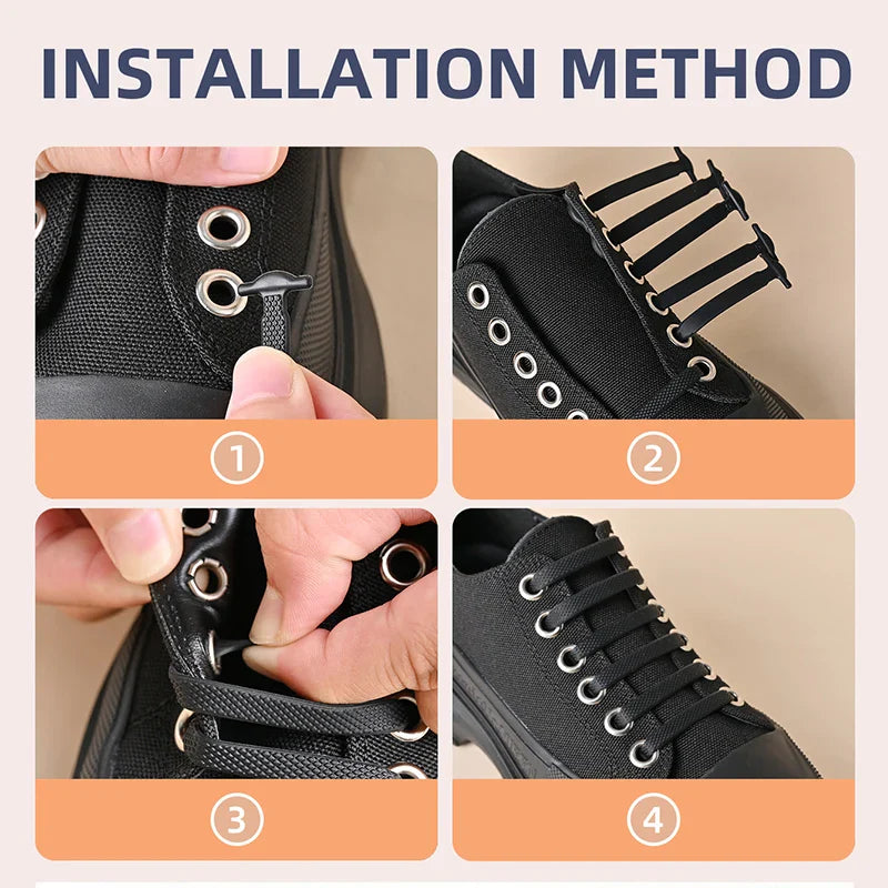 16pcs/lot Silicone Shoelaces No Tie Shoelaces 12 colors Elastic Lace Shoelace Creative Lazy Silicone Laces Rubber Lace