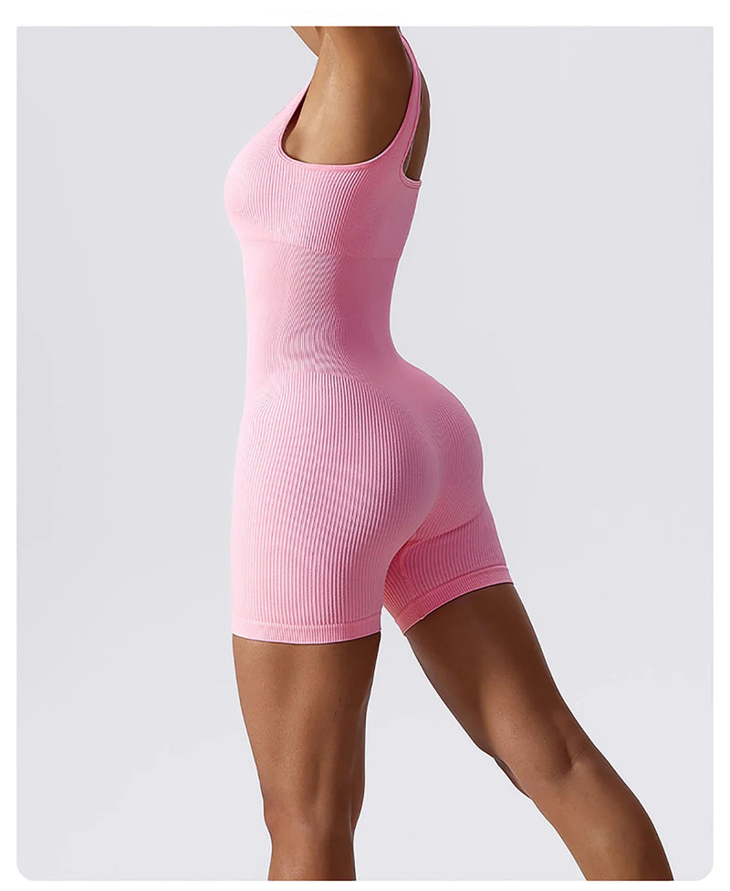 High Elastic Integrated Tight Fitting Jumpsuit Aerial Beauty Back Yoga Suit Seamless Jumpsuit for Women