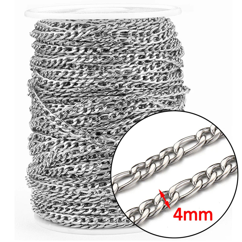 No Fade 2Meters Stainless Steel Chains for Jewelry Making DIY Necklace Bracelet Accessories Gold Chain Lips Beads Beaded Chain