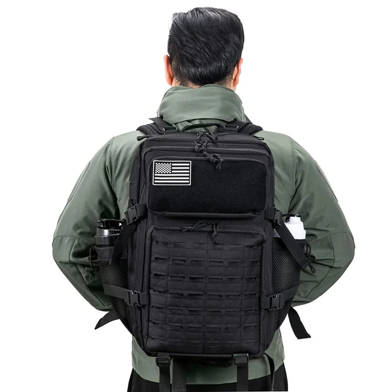 QT&QY 50L Tactical Backpack survival Bag Hunting MOLLE Backpack GYM For Men EDC Outdoor Hiking Rucksack Witch Bottle Holder