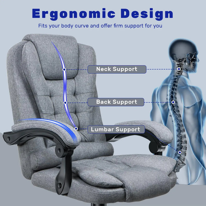 Executive Office Chair High Back Desk Chair Ergonomic Recliner Computer Chair PU Leather Gaming Chair for Home Office Working