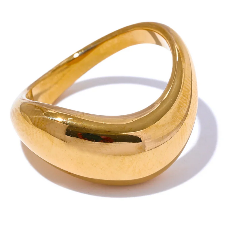 Yhpup Minimalist Smooth Stainless Steel Metal Geometric Finger Ring Waterproof 18K PVD Plated Distinctive Jewelry Bijoux New