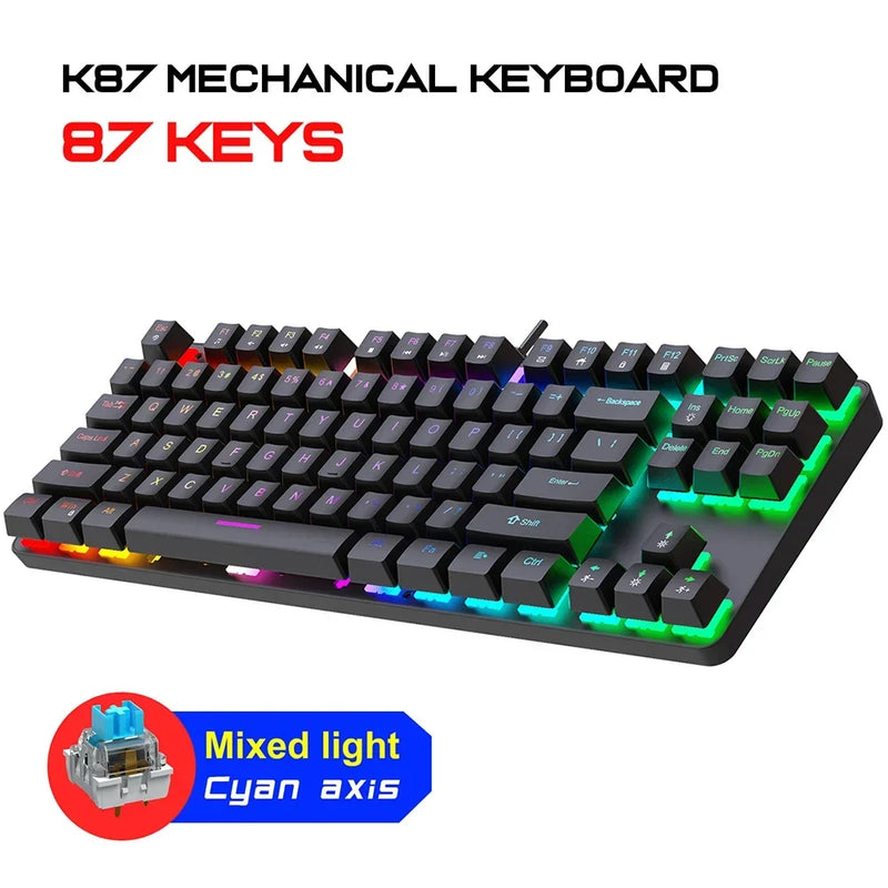 Mechanical Keyboard Wired 16 RGB Backlit 61/87/104Key Esports Gaming Keyboard Hot-Swappable Ergonomic Keyboard for PC Laptop