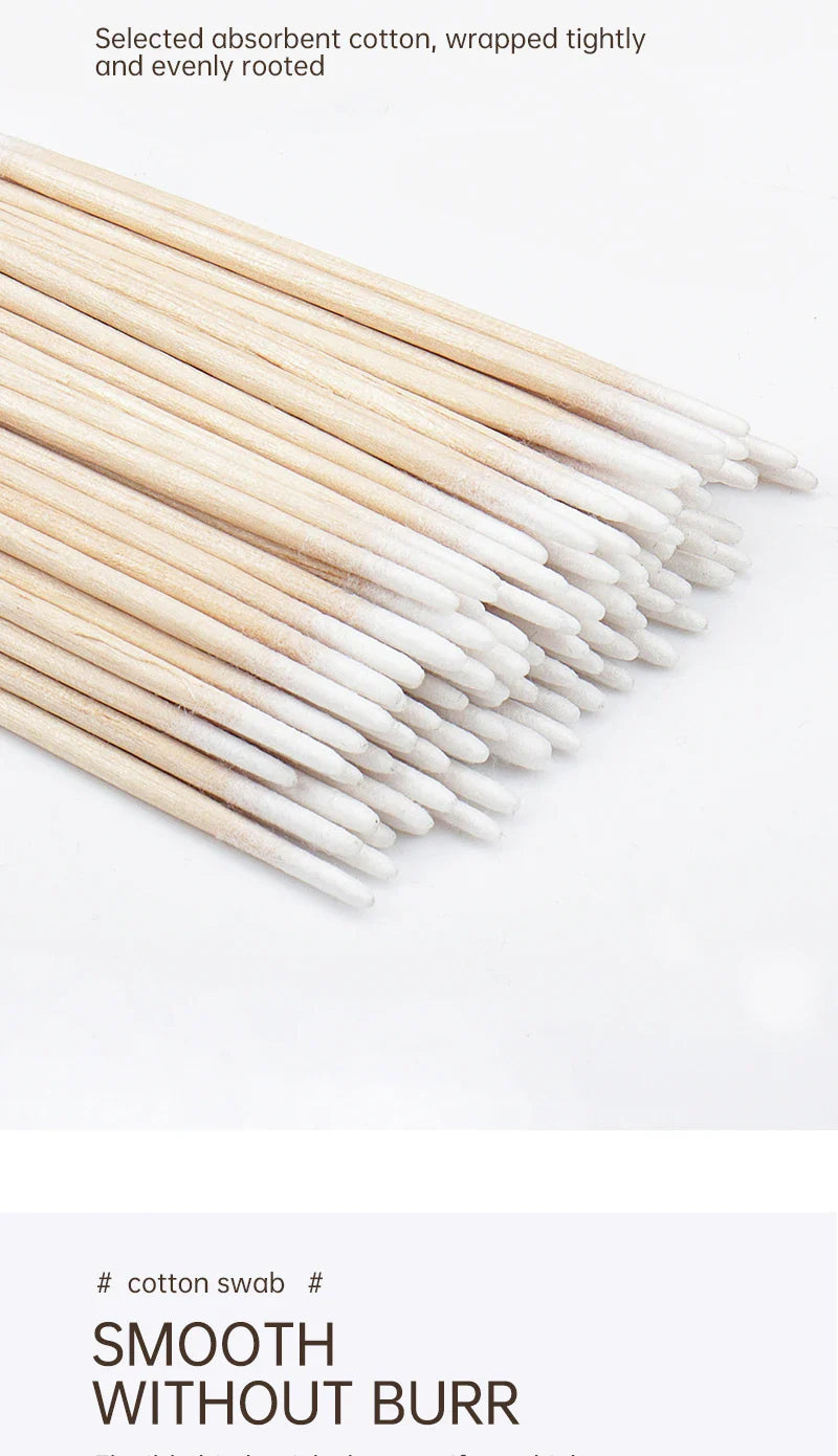 100/300 Pcs Disposable Ultra-small Cotton Swab Brush Lint Free Micro Wood Makeup Brushes Eyelash Extension Glue Removing Tools