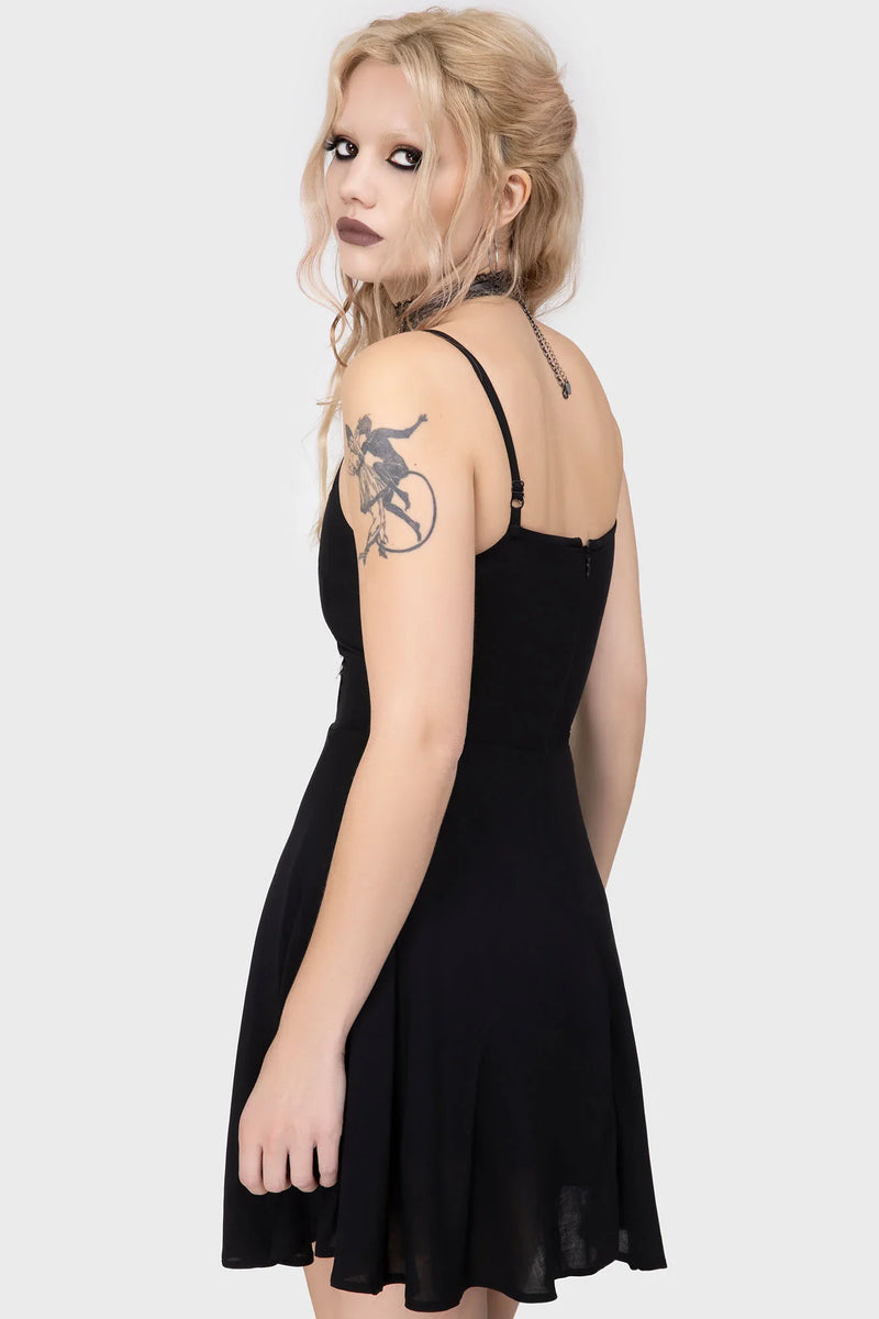 Killstar Sacralgia Lace Insert Black A-Line Dress