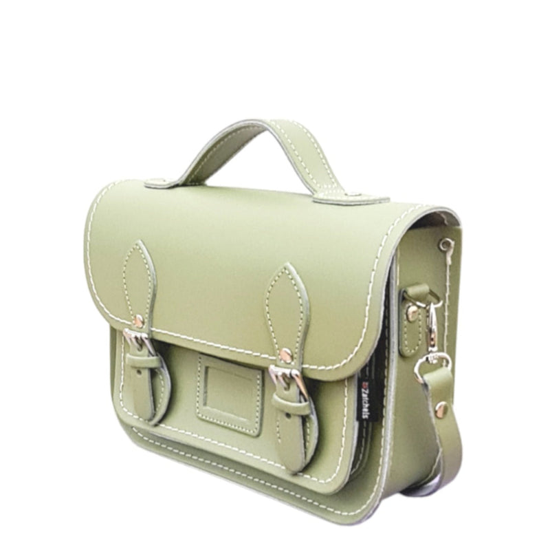 Leather Midi Satchel -  Sage Green