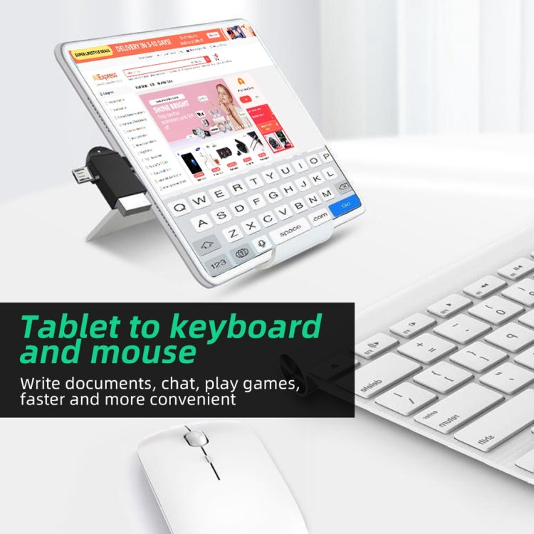 USB 3.0 Female to USB-C / Type-C Male + Micro USB Male Multi-function OTG Adapter with Sling Hole