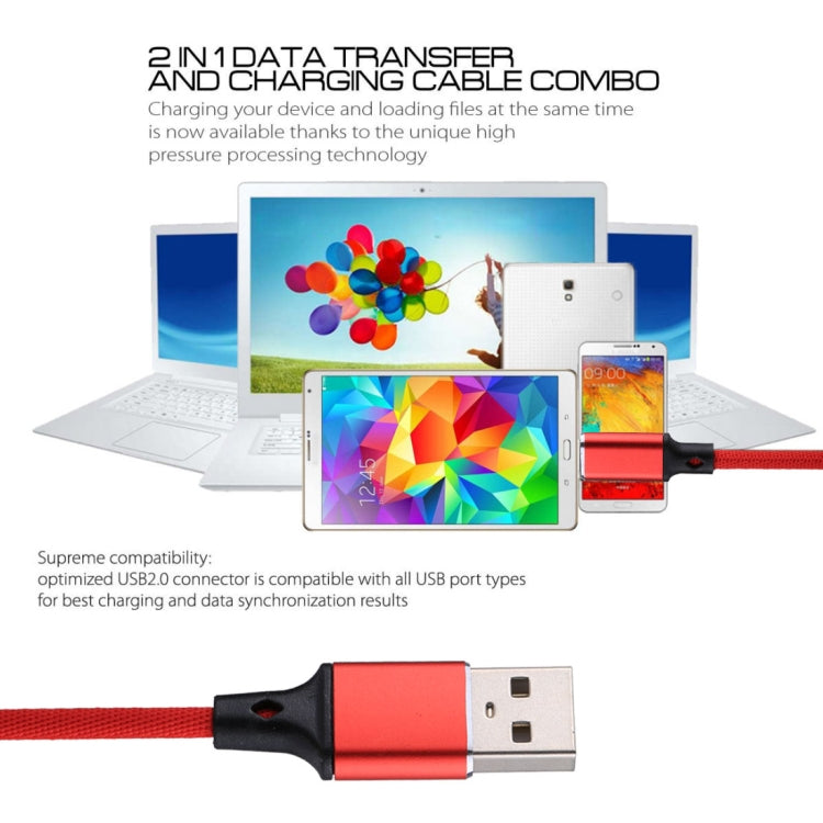 1m 2A Output USB to USB-C / Type-C Nylon Weave Style Data Sync Charging Cable, 2A Black, 2A Pink, 2A Grey, 2A Red, 2A White