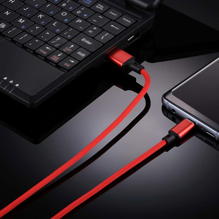 1m 2A Output USB to USB-C / Type-C Nylon Weave Style Data Sync Charging Cable, 2A Black, 2A Pink, 2A Grey, 2A Red, 2A White