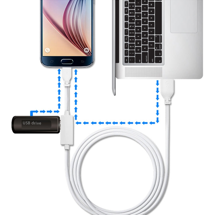 OTG-Y-02 USB 2.0 Male to Micro USB Male + USB Female OTG Charging Data Cable for Android Phones / Tablets with OTG Function, Length: 1.1m, Length: 1.1m