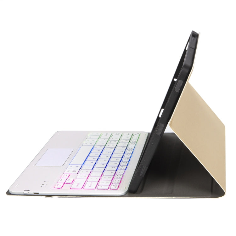 For iPad 11 2025 / 10th Gen 10.9 2022 A10B-AS Lambskin Texture Backlight Bluetooth Touch Keyboard Leather Tablet Case with Pen Slot, A10B-AS