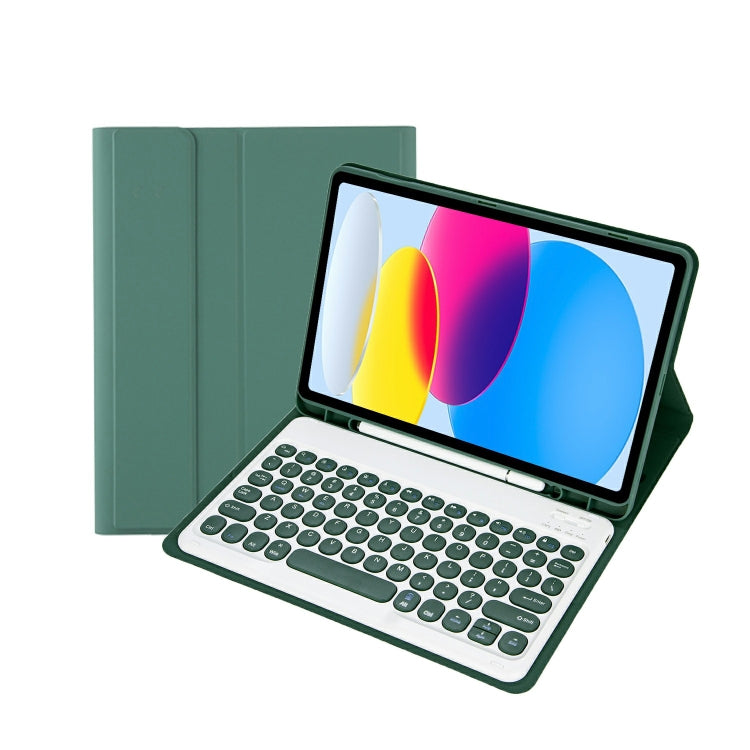 For iPad 11 2025 / 10th Gen 10.9 2022 YA10B Lambskin Texture Bluetooth Keyboard Leather Tablet Case with Pen Slot, YA10B