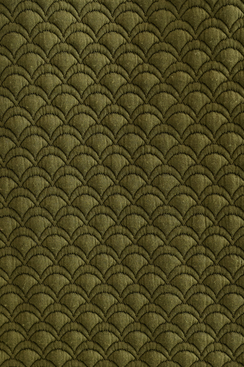 Flory Scallop Quilt Wide Leg Trouser - Moss Green