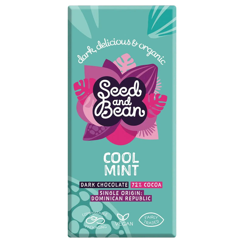 Organic & Fair Trade 72% extra dark chocolate bar with mint