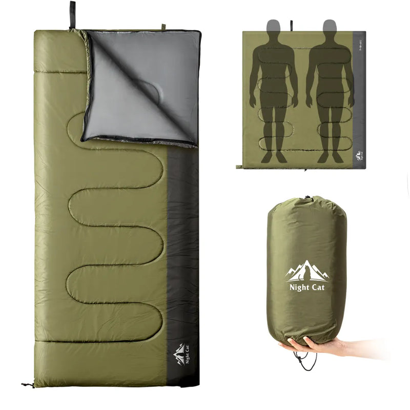 Night Cat Lightweight Backpacking Sleeping Bag for Adults - 3 Seasons