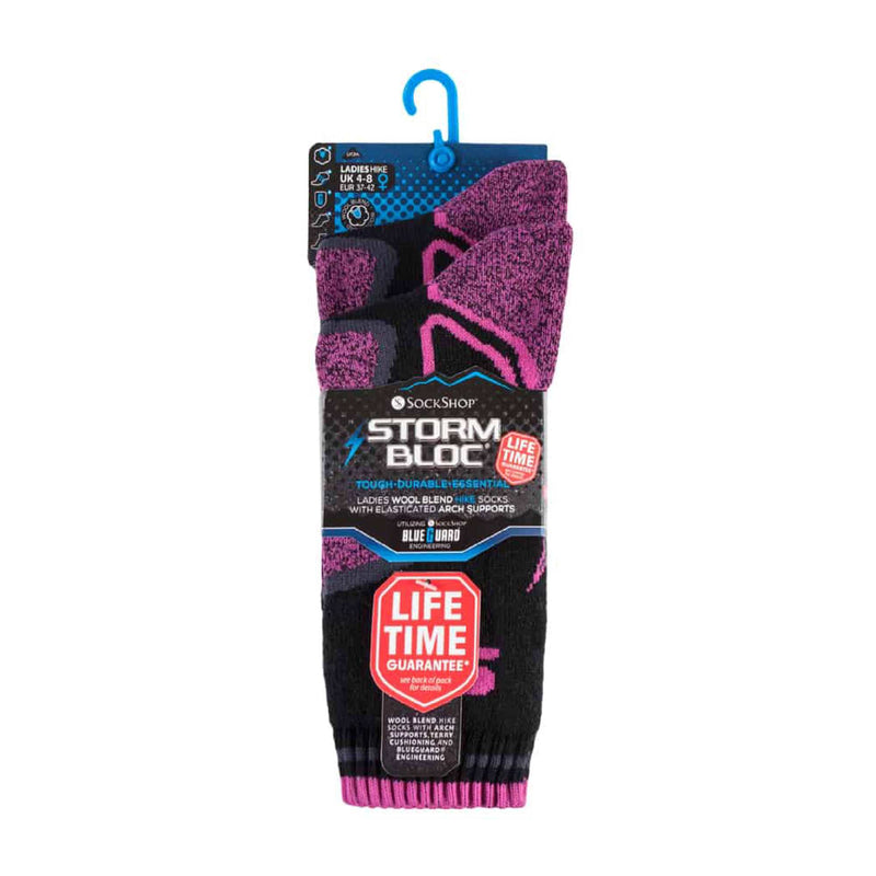 2 Pack Ladies Wool Blend Hiking Socks with Arch Support