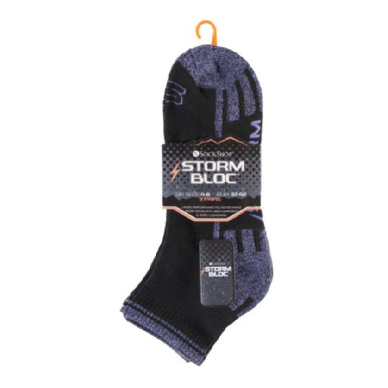 3 Pack Ladies Cushioned Sole Sport Ankle Socks with Arch Support
