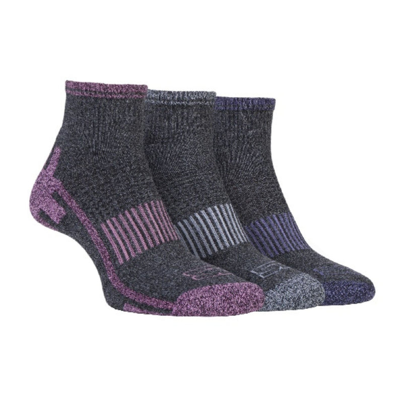 3 Pack Ladies Cushioned Sole Sport Ankle Socks with Arch Support